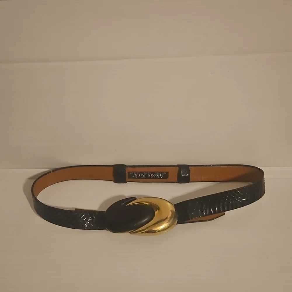 1990s Alexis Kirk + Gold Infinity Snakeskin Adjustable Belt